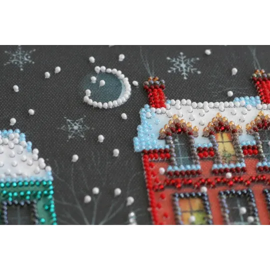 Mid-sized bead embroidery kit - Holiday town (Winter tale) 20x20 cm AAMB-048