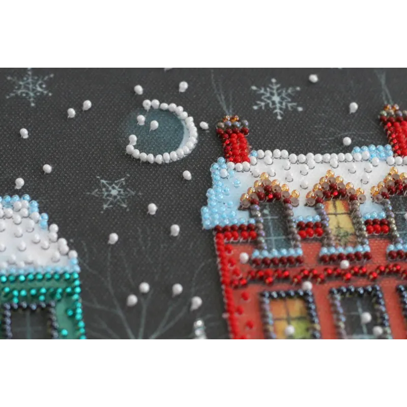 Mid-sized bead embroidery kit - Holiday town (Winter tale) 20x20 cm AAMB-048