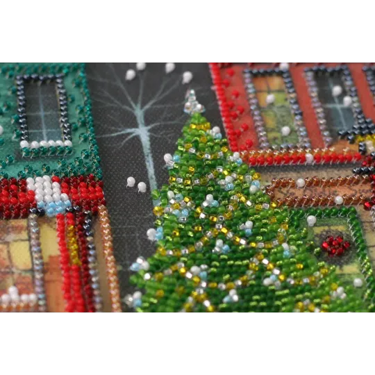 Mid-sized bead embroidery kit - Holiday town (Winter tale) 20x20 cm AAMB-048