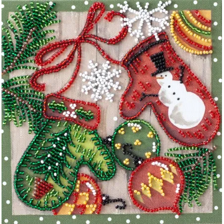 Mini Bead embroidery kit - Holiday trivia 15x15 cm AAM-201