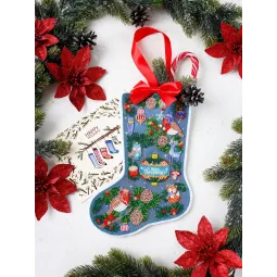 Pagrindinis karoliukų siuvinėjimo rinkinys Laukiant stebuklo (Žiemos pasaka) 20x30 cm AABE-003