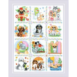 Kit de point de croix "Calendrier Chien" 30x40 cm SR2245