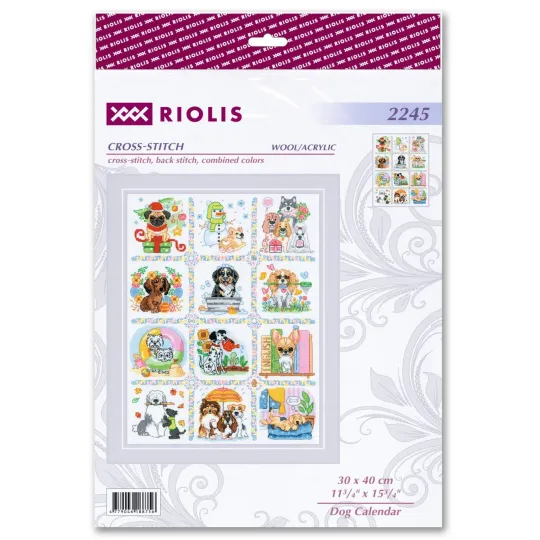Kit de point de croix "Calendrier Chien" 30x40 cm SR2245