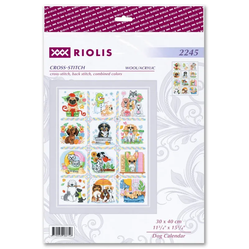 Kit de point de croix "Calendrier Chien" 30x40 cm SR2245