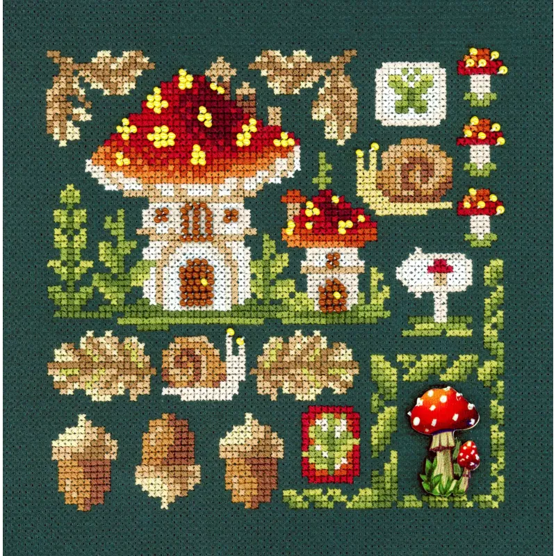 Kreuzstich-Set "Mini Sampler. Fliegenpilzhaus" SNV-944