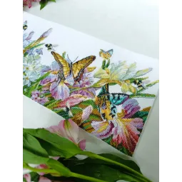 Kryželiu siuvinėjimo rinkinys „Žydintys vilkdalgiai“ SANTS-11