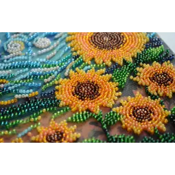 Mid-sized bead embroidery kit - Sunflowers in night’s embrace (Deco Scenes) 20x20 cm AAMB-111