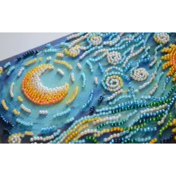 Комплект для вышивания бисером среднего размера - Подсолнухи в ночном объятии (Декоративные сцены) 20x20 см AAMB-111