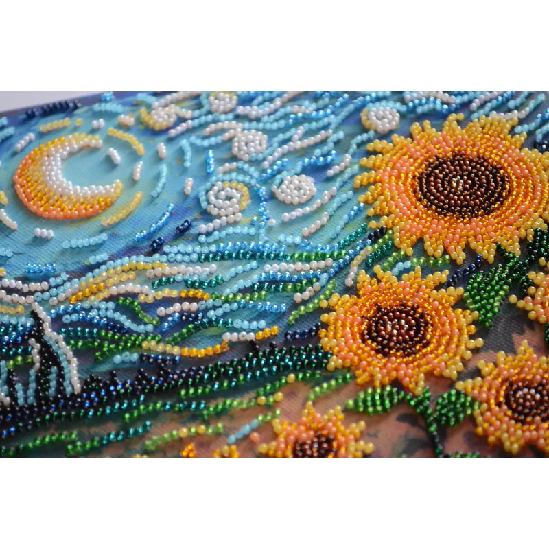 Kit de broderie de perles de taille moyenne - Tournesols dans l'étreinte de la nuit (Deco Scenes) 20x20 cm AAMB-111