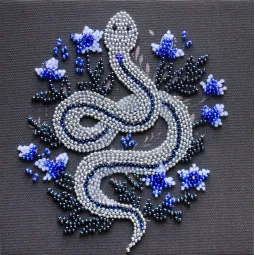 Mini Bead embroidery kit - Silver serpentine (Deco Scenes) 15x15 cm AAM-255