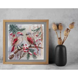 Наборы для вышивания крестиком - Щебетание о зиме (Деко Сцены) 25x25 см AAH-238