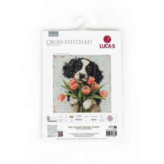Kreuzstich-Set "Der Cocker Spaniel Welpe" 27x27cm SBU5067