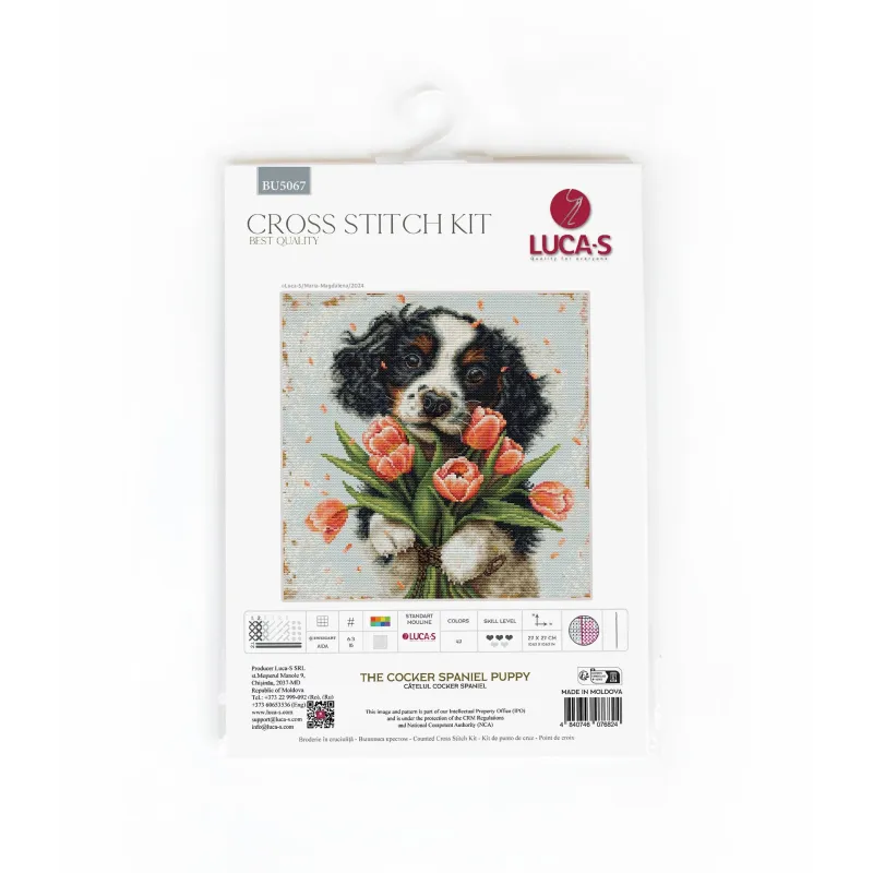 Kreuzstich-Set "Der Cocker Spaniel Welpe" 27x27cm SBU5067