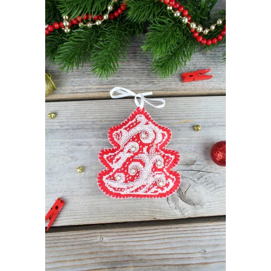 (S) Kit de point de croix "Motifs givrés. Sapin de Noël" ST-1091