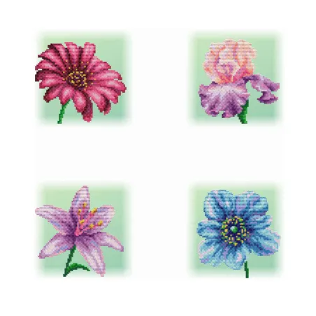 Канва Aida 14 с напечатанным рисунком "Цветы" SSK-124