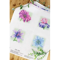 Aida-Leinwand 14 mit einem gedruckten Muster "Blumen" SSK-124