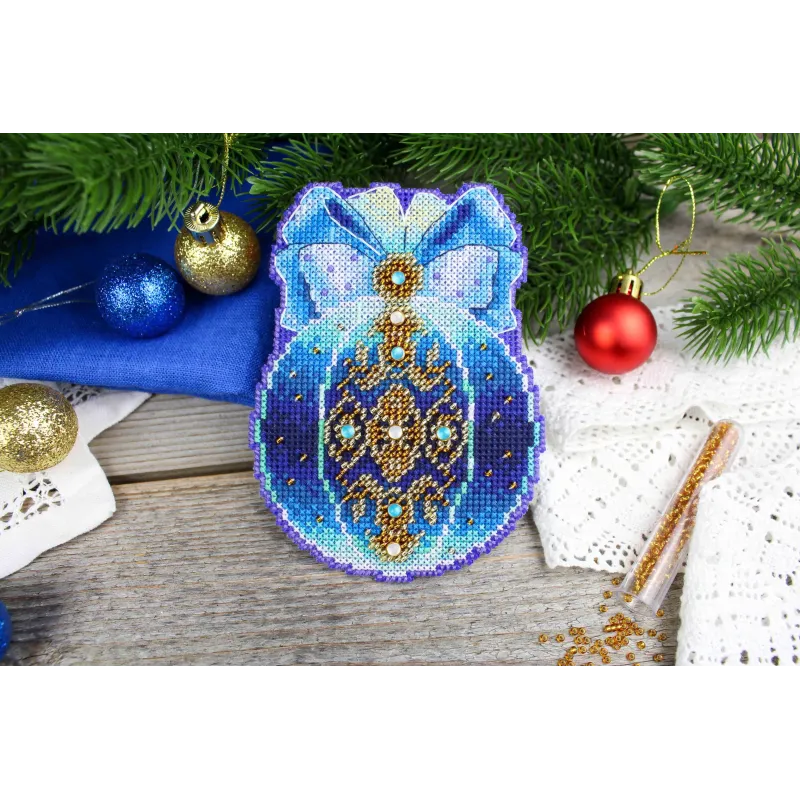 Kit de point de croix "Boule d'arbre de Noël. La magie de la nuit" SR-969