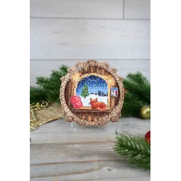 Cross-stitch kit on wooden base "Miniature. Winter outside the window" SO-119