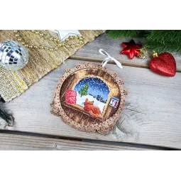 Набор для вышивания крестиком на деревянной основе "Миниатюра. Зима за окном" SO-119