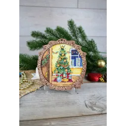 Cross-stitch kit on wooden base "Miniature. Holiday" SO-118