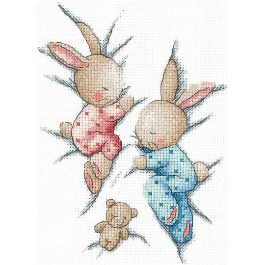 Kit de point de croix "Bunnies endormis" SANS-70