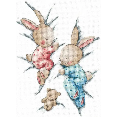 Kit de point de croix "Bunnies endormis" SANS-70