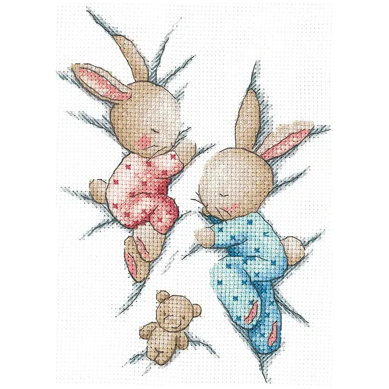 Kreuzstich -Kit "Sleeping Bunnies" SANS-70