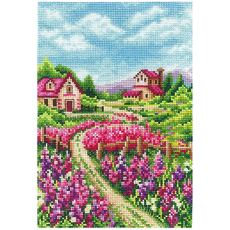 Cross Stitch Kit "Пейзаж с люпинами" SANP-67