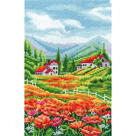 Cross Stitch Kit "Пейзаж с маками" SANP-66