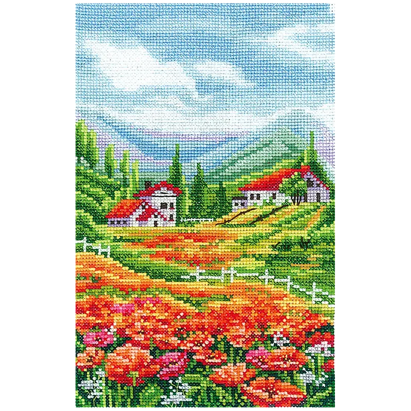 Cross stitch kit "Landscape with poppies" SANP-66