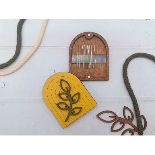 Wooden needle case. Boho yellow KF056/111Y