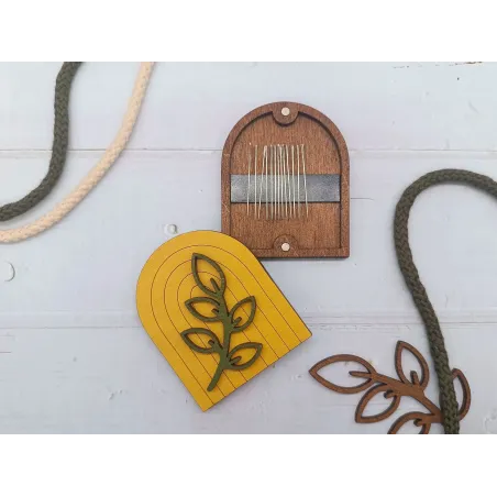 Wooden needle case. Boho yellow KF056/111Y