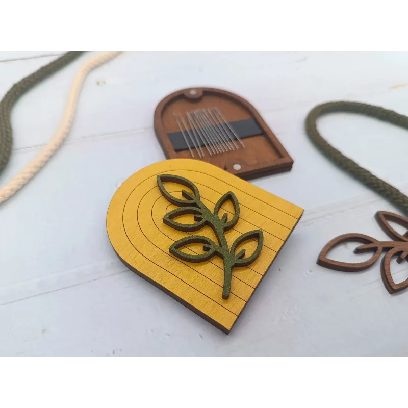 Wooden needle case. Boho yellow KF056/111Y