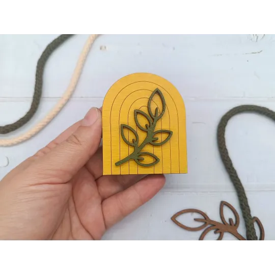 Wooden needle case. Boho yellow KF056/111Y