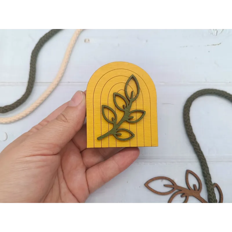 Wooden needle case. Boho yellow KF056/111Y