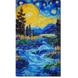Pagrindinis karoliukų siuvinėjimo rinkinys Už krioklio 19,5x35 cm AAB-908
