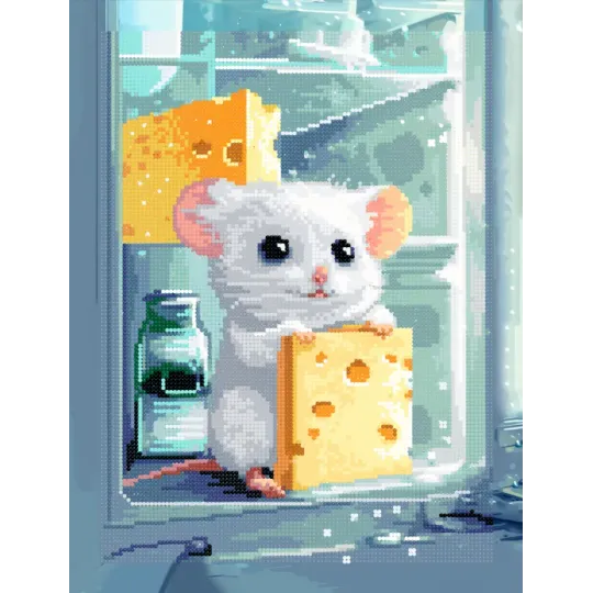 (Disconinued) Diamond Painting with subframe Mouse with cheese 30x40 cm VA830