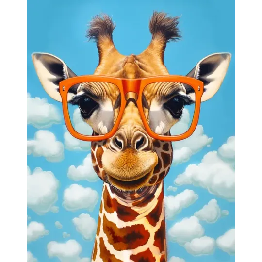 (Eingestellt) Diamantmalerei mit Keilrahmen Giraffe mit Brille 30x40 cm VA821
