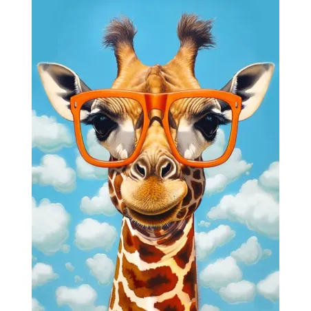 (Eingestellt) Diamantmalerei mit Keilrahmen Giraffe mit Brille 30x40 cm VA821
