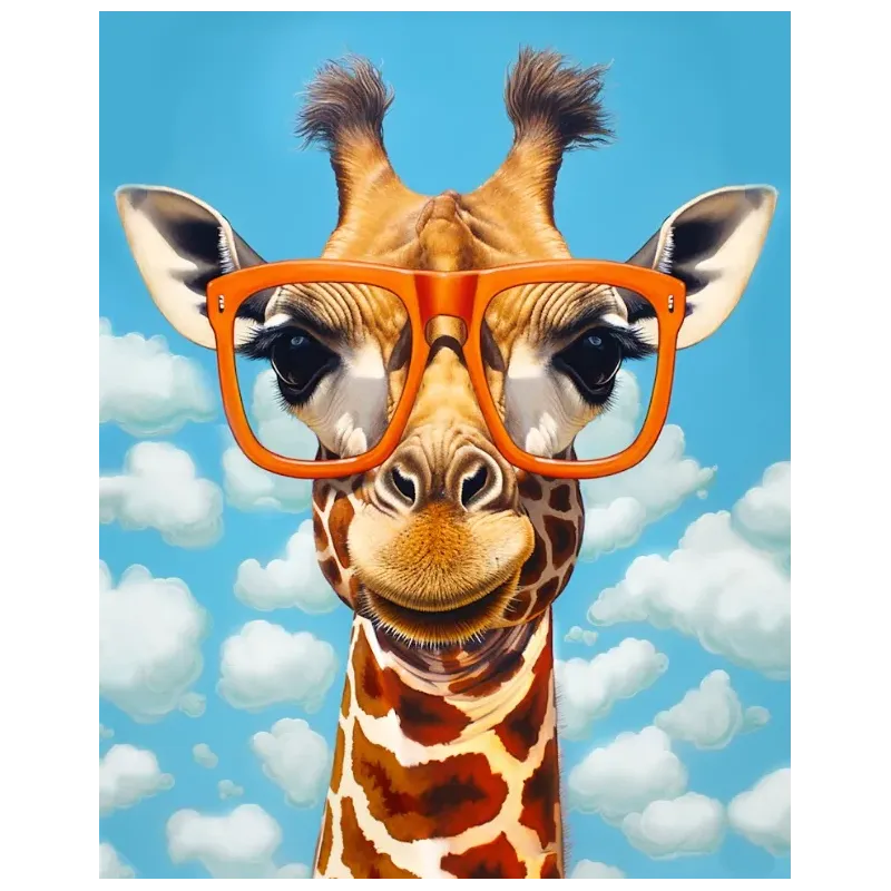 (Eingestellt) Diamantmalerei mit Keilrahmen Giraffe mit Brille 30x40 cm VA821