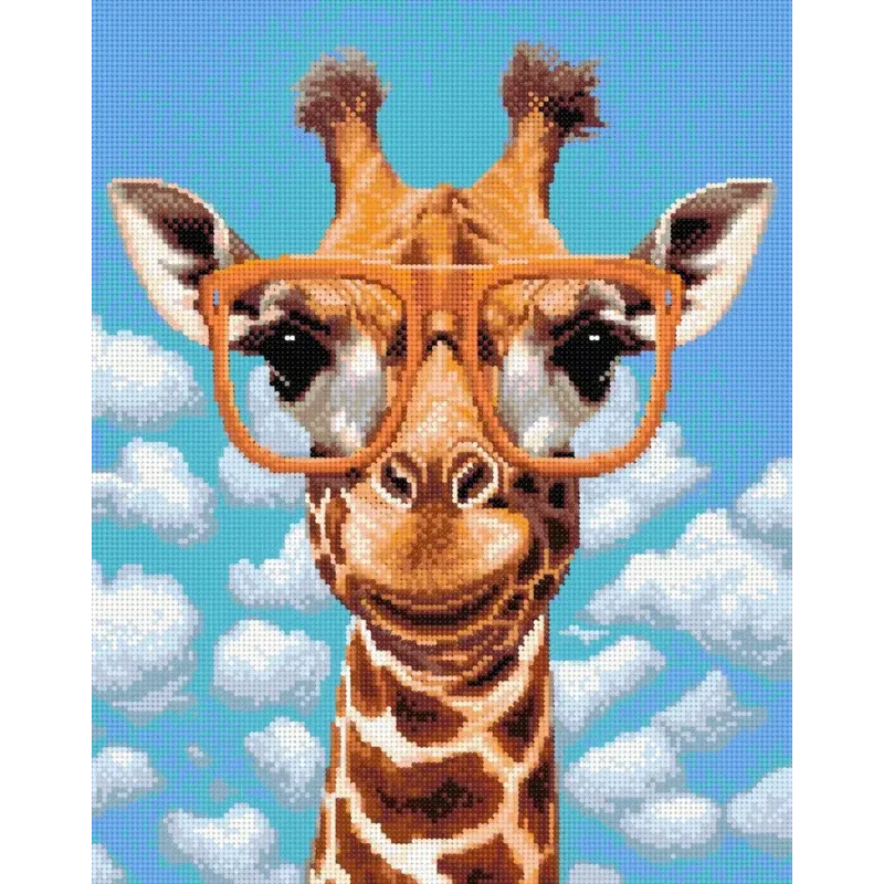 (Eingestellt) Diamantmalerei mit Keilrahmen Giraffe mit Brille 30x40 cm VA821