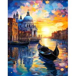 (Nutraukta) Deimantinė tapyba su potėpiu Venecija saulėlydyje 30x40 cm VA820