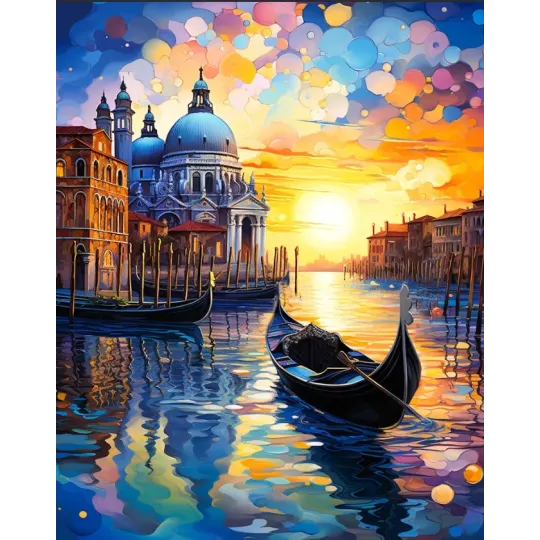 (Снято с производства) Алмазная живопись на подрамнике Венеция на закате 30x40 см VA820