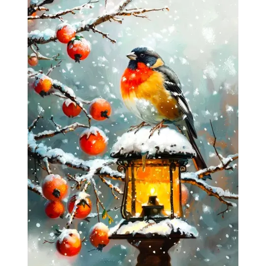 Diamant Malerei mit Keilrahmen Dompfaff 30x40 cm VA819