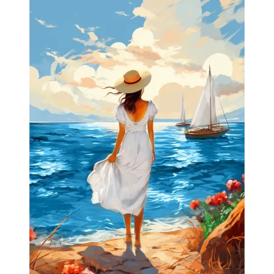 Peinture diamant avec sous-cadre Sur le rivage 30x40 cm VA816