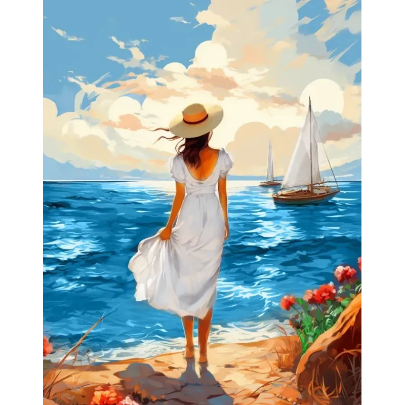 Peinture diamant avec sous-cadre Sur le rivage 30x40 cm VA816