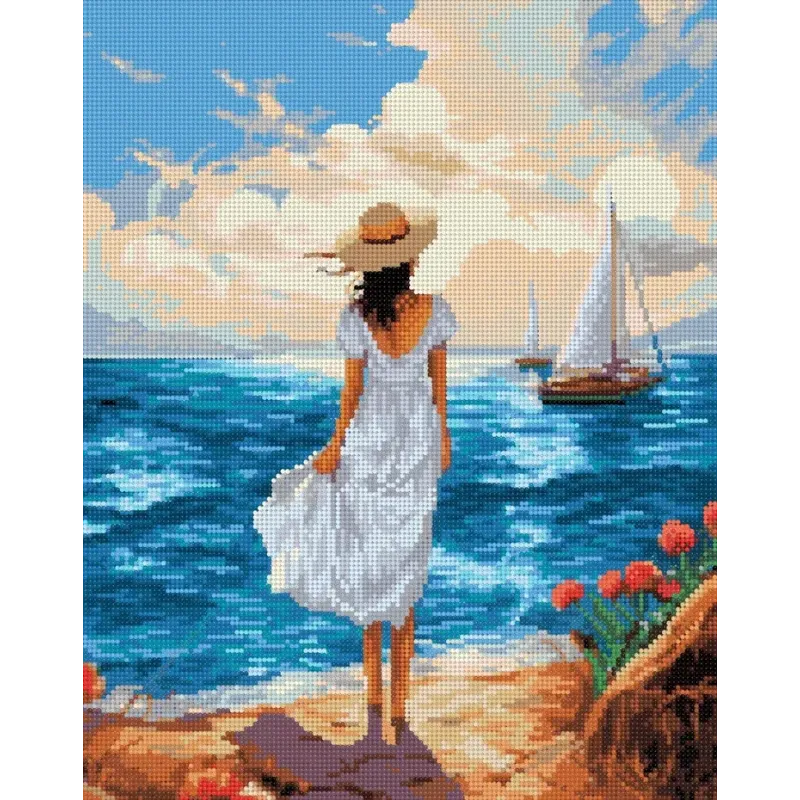Peinture diamant avec sous-cadre Sur le rivage 30x40 cm VA816