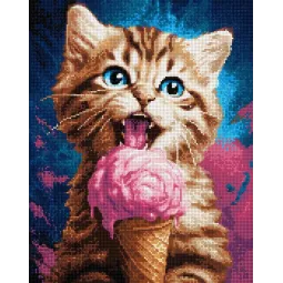 Diamond Painting with subframe Kitten with ice cream 30x40 cm VA811