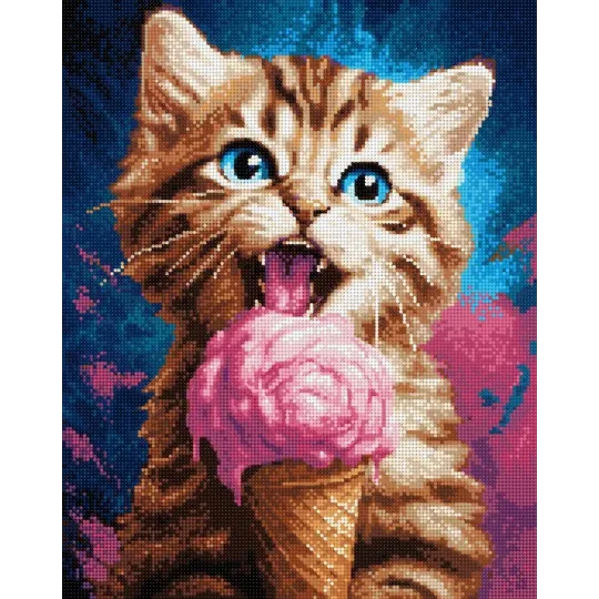 Peinture diamant avec sous-cadre Chaton avec glace 30x40 cm VA811