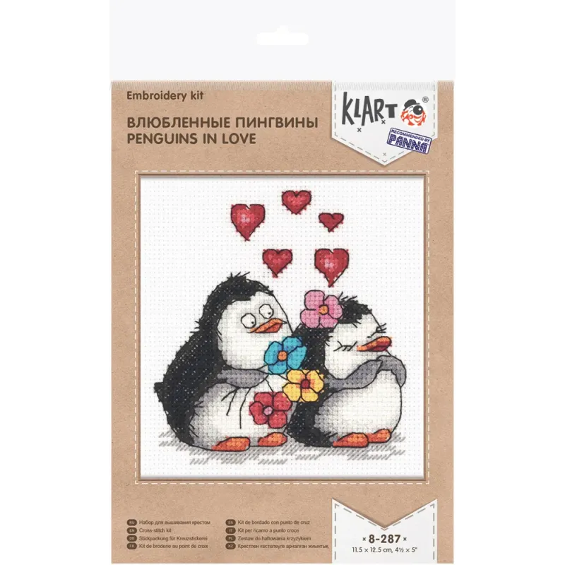Kit de point de croix KLART "Pingouins amoureux" KL8-287